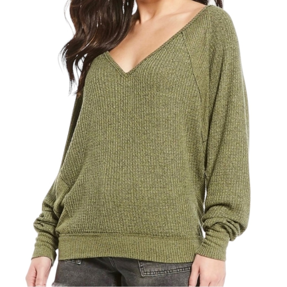 FREE PEOPLE | Santa Clara Long Sleeve Thermal Knit Top in Ferngully NWT